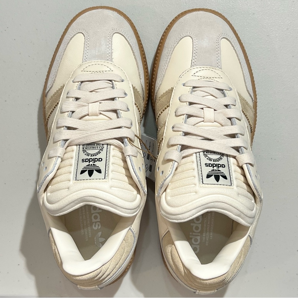 Adidas (Unisex) Samba Shoes in Cream and Brown - Picture 3 of 8